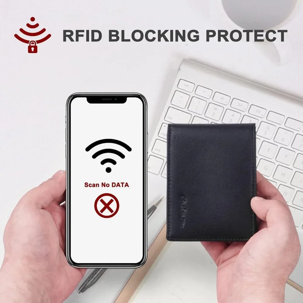 Wallet for Men ID Window with RFID Blocking Front Pocket Minimalist Bifold
